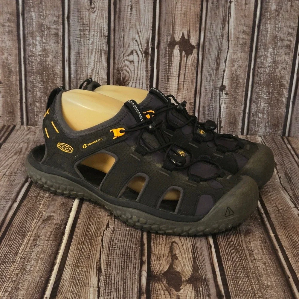 Sz 9 Mens Keen SOLR Black Grey Hiking Rafting Water Sport Sandals VGUC